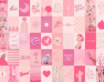 Soft Pink Aesthetic Posters Wall Collage Kit, Trendy Room Decor, Dorm Room Wall Art, DIGITAL DOWNLOAD 100PCS, Pastel Pink Boujee Collage Kit