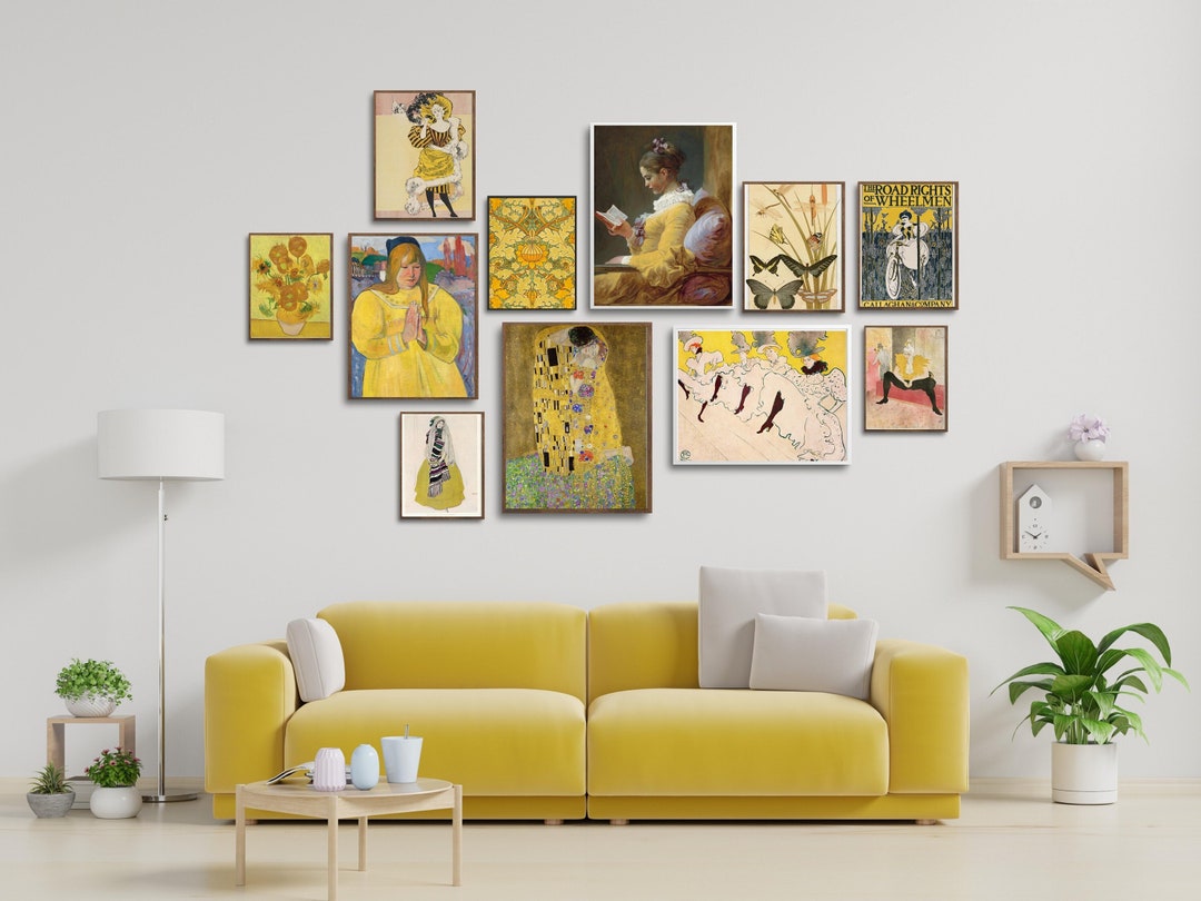 Eclectic Yellow Gallery Wall Set of 11maximalist Wall Art