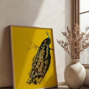 Vintage art nouveau-print pauw, mosterdgeel muurdecoratie (digitale download) afbeelding 11