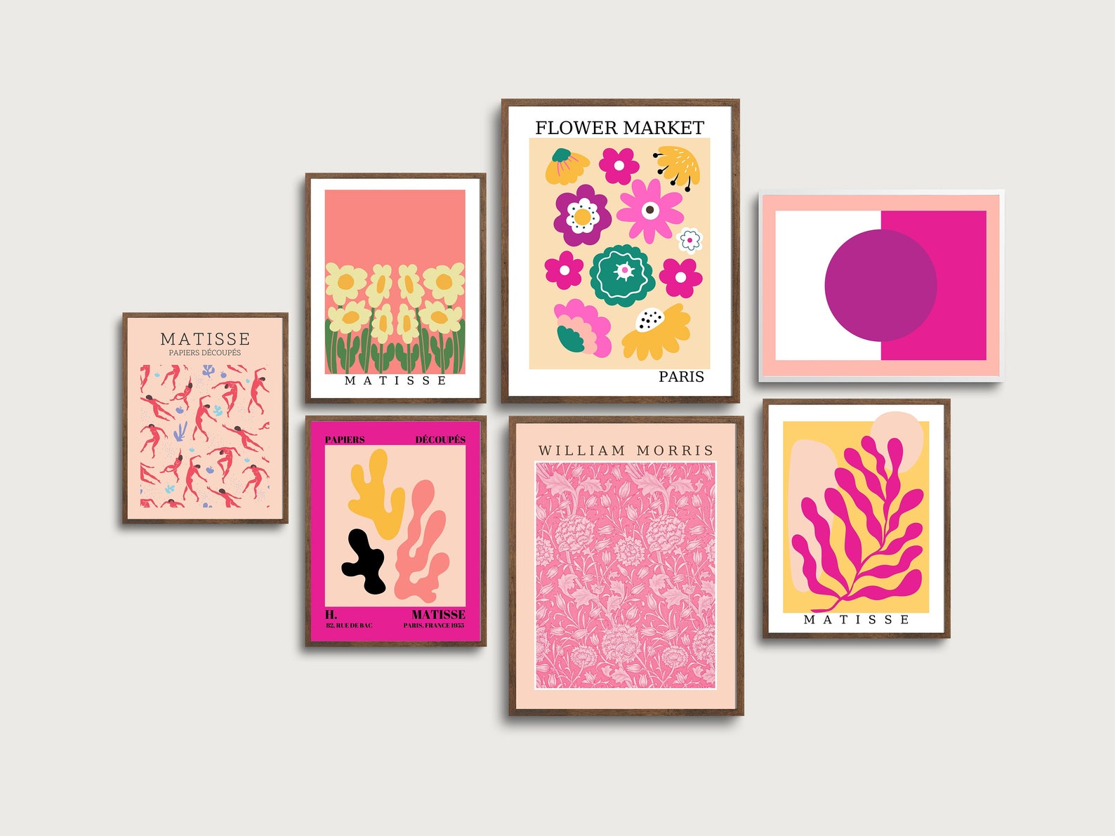 Pink Gallery Wall Set of 7 Exhibition Poster Set Henri Etsy