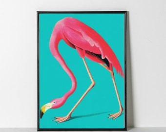 Flamingo Wall Art Pink Vintage Poster Colorful Art Print Funky Wall Art PRINTABLE Bright Art Print Flamingo Poster Trendy Vibrant Wall Art