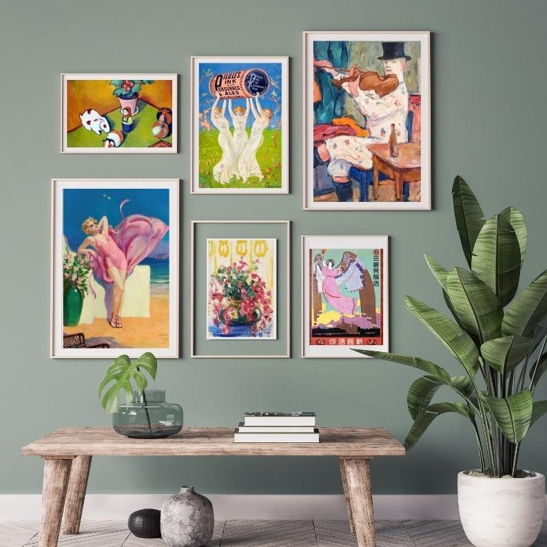 Set of 8 Eclectic Colorful Wall Art Prints Maximalist Wall Etsy