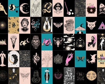 70 pcs Witchy Posters Wall Collage Kit | Collage Aesthetic Prints | DIGITAL DOWNLOAD| Dark Academia Art| Wiccan Wall Art| Occult Collage Kit