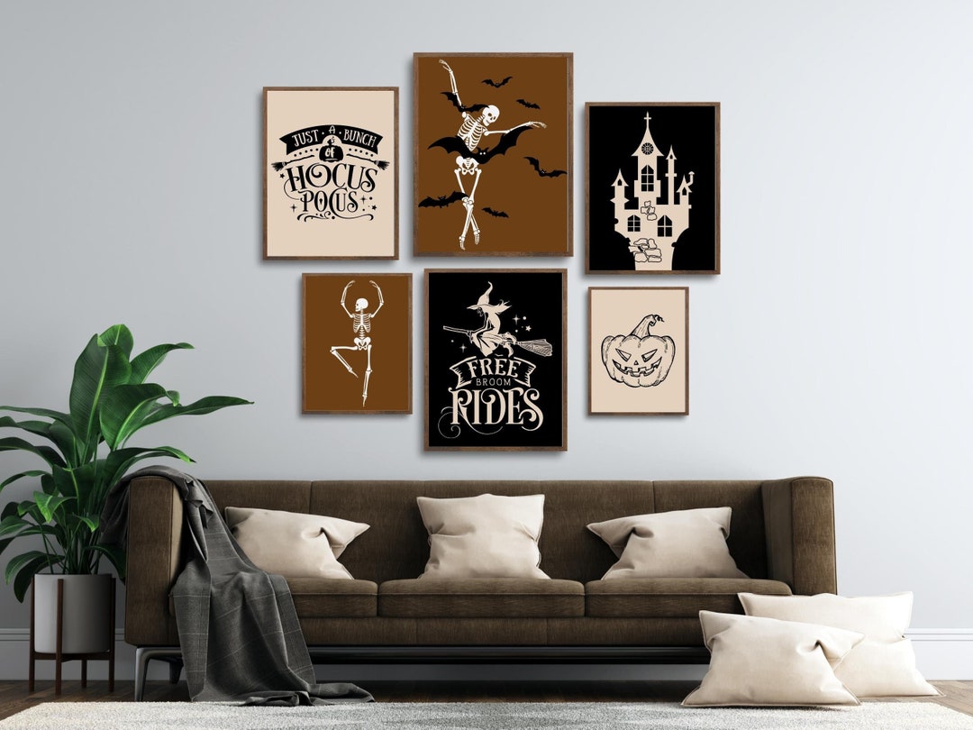 Halloween Galerie Printable Wand Kunst Set 6, Skelett Poster, Halloween ...