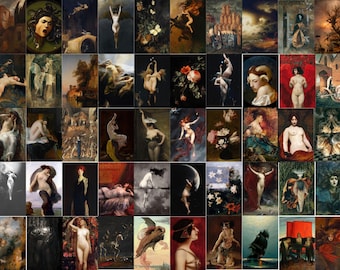 Vintage Witchy Art Dark Academia Gothic Wall Collage Kit of 100(+10) pcs DIGITAL