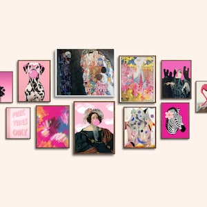 Wall Art Pink Maximalist Poster Set 0f 11 Altered Vintage Art Gallery ...