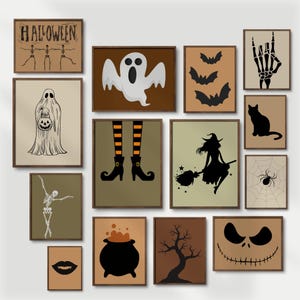 Halloween Gallery Wall Set of 14 Prints DIGITAL, Spooky Posters, Witchy Wall Decor image 2