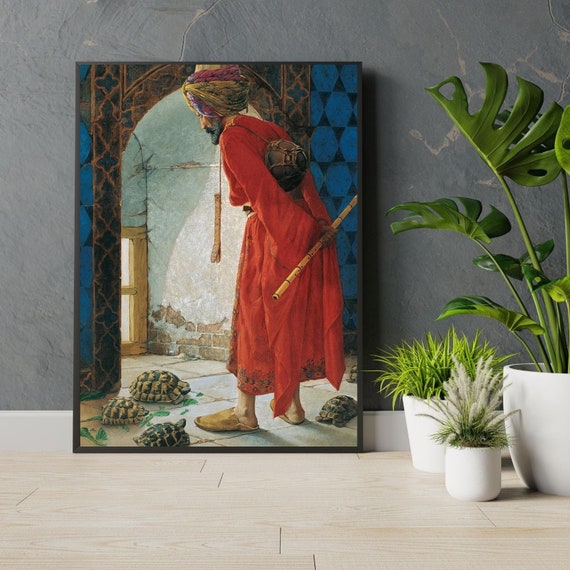 The Tortoise Trainer| Osman Hamdi Bey| Turkish Ottoman Wall Art Prints| Oriental Wall Art Decor| Vintage Art Prints|Famous Turkish Paintings