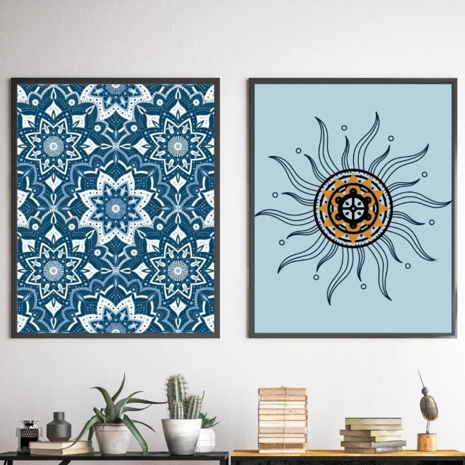 Navy Blue Wall Art Gallery Wall Set of 8 Prints Boho Wall - Etsy
