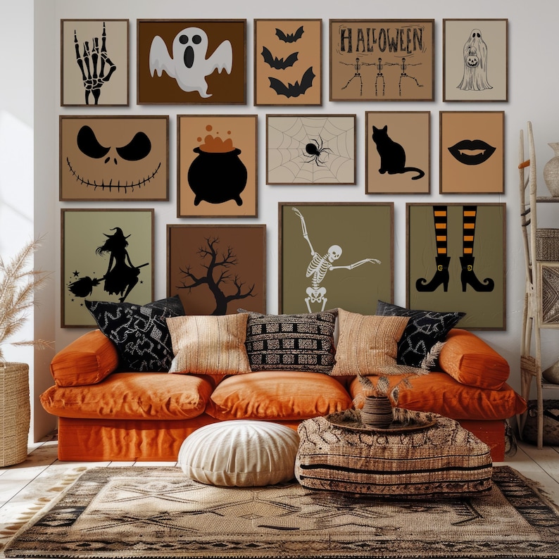Halloween Gallery Wall Set of 14 Prints DIGITAL, Spooky Posters, Witchy Wall Decor image 1
