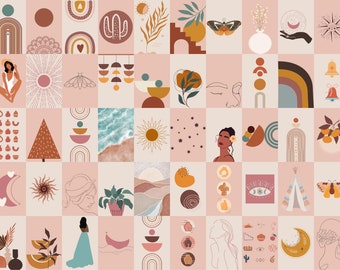 100 pcs Boho Wall Collage Kit | Burnt Orange | Wall Collage Aesthetic Prints | Teen Room Art | DIGITAL DOWNLOAD | Boujee Teen Wall Collage |