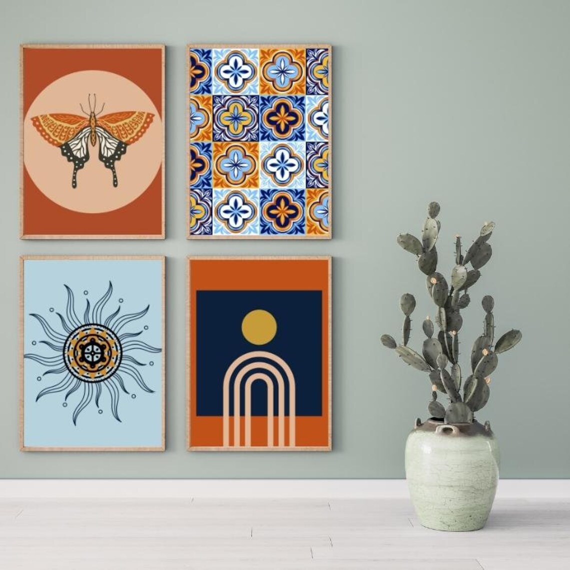 Navy Blue Wall Art Gallery Wall Set of 8 Prints Boho Wall - Etsy