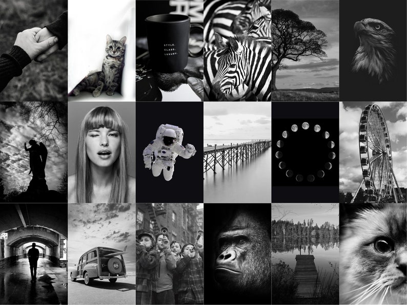 Black&white Photo Wall Collage Kit-digital Prints of 100 Pcs - Etsy