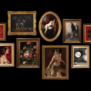 Gallery Wall Art Vintage Gothic Poster Set of 9 Prints Dark Academia Art, Moody Wall Art PRINTABLE Witchy Gallery Wall Decor Victorian