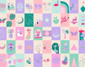 Danish Pastel Aesthetic Collage Kit of 100 pics, Danish Pastel Prints, Wall Collage Kit, Pinterest Prints, Pastel Collage Kit DIGITAL