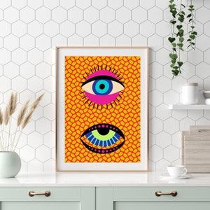 Quirky Colorful Evil Eye Poster Retro Maximalist Wall Art - Etsy