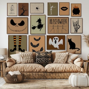 Halloween Gallery Wall Set of 14 Prints DIGITAL, Spooky Posters, Witchy Wall Decor image 3