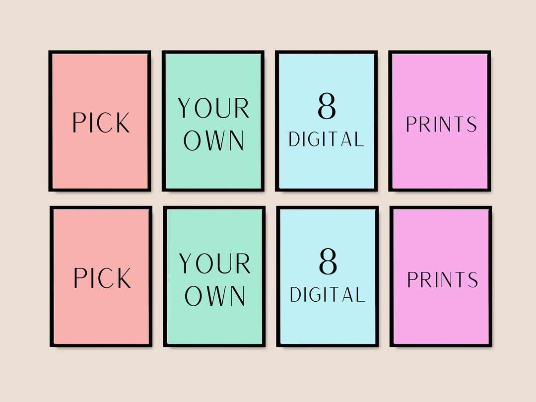 Custom Gallery Wall Art Set of 8 Pick Your Own 8 Digital Prints Pick