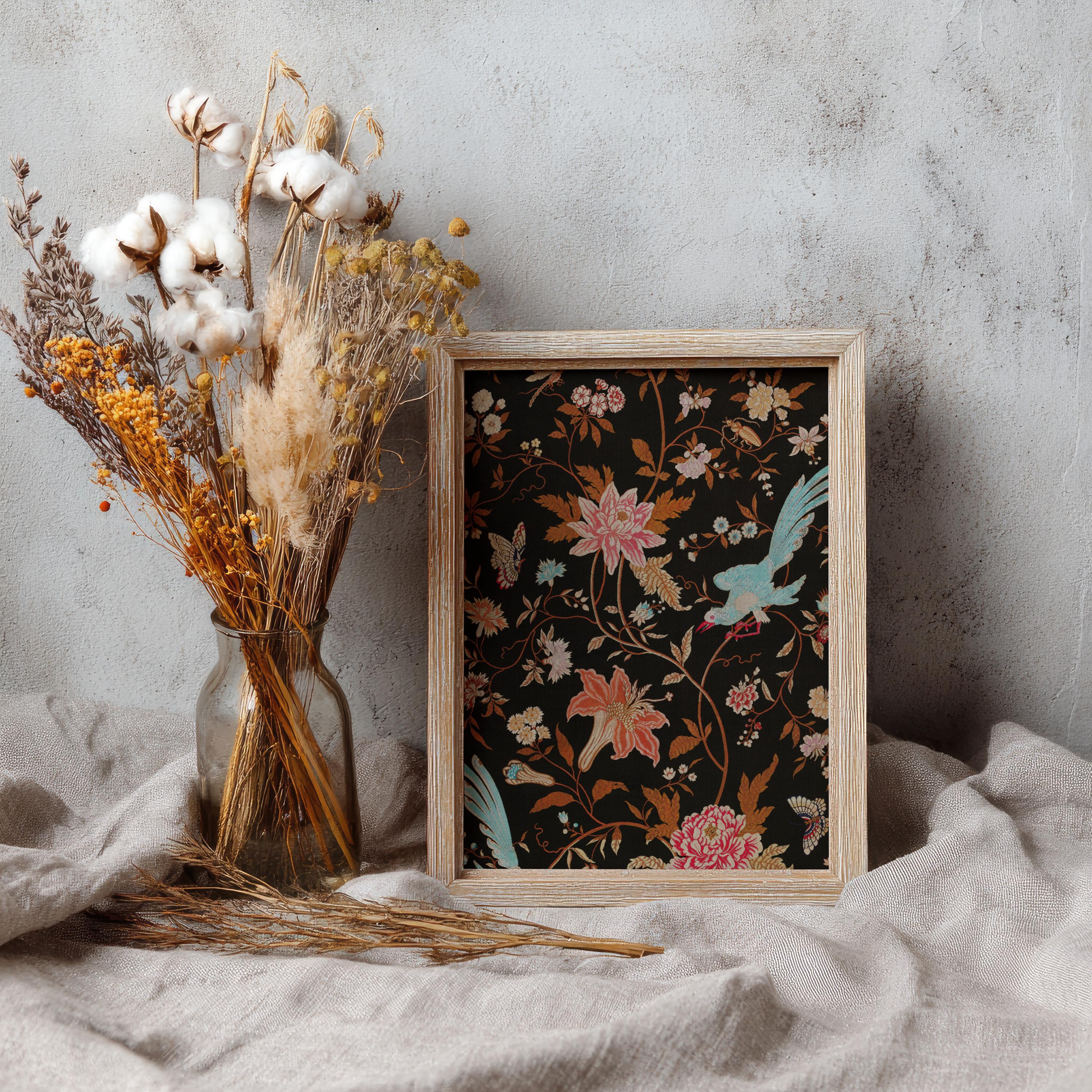 Vintage Textile Wall Art Print DIGITAL, Floral Antique Fabric Pattern ...