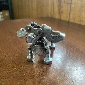 Dog figurine welded nuts and bolts dog