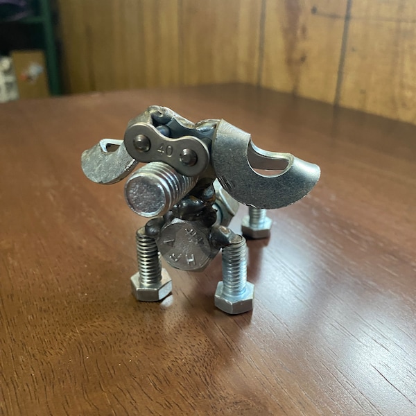 Dog figurine welded nuts and bolts dog