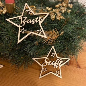 personalized pendant/ personalized Christmas tree decoration/ Christmas tree pendant/ wooden star pendant/ wooden gift tag