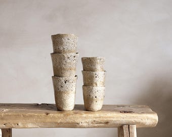 Handmade Ceramic Tumbler Cup Organic Speckled Stoneware Wine Whiskey Coffee Cup Minimalist Pottery Drinkware
