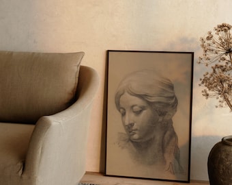 Vintage Printable Face Study Sketch Print Artwork