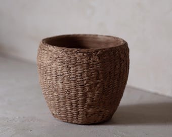 Woven Cement Plant Pot Cachepot