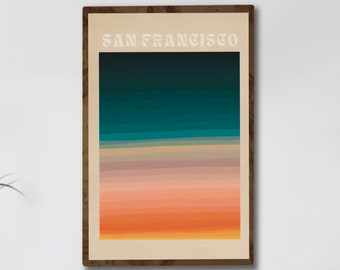 Imprimible digital del atardecer de San Francisco ? Cartel del atardecer del horizonte | Paisaje abstracto