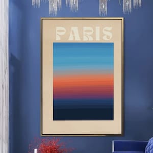 Paris Sunset Digital Printable | Horizon Sunset Poster | Abstract Landscape
