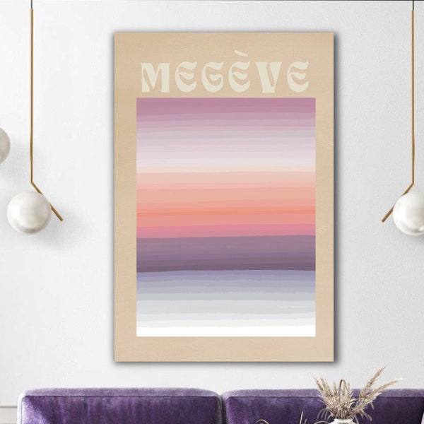 Megève Sunset Digital Printable | Horizon Sunset Poster | Abstract Landscape