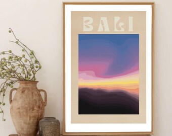 Bali Sunset Digital Imprimible ? Cartel del atardecer del horizonte | Paisaje abstracto