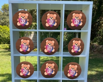 Revelación de género imprimible de tic tac toe | imprimible | Juego de ducha de bebé | juego de revelación de género oso de peluche | Bebé niño o niña l