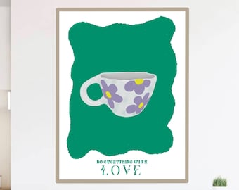 Coffee Art Print Love| DIGITAL INSTANT DOWNLOAD | Coffee Gallery Wall Art| Ceramic Coffee Collection