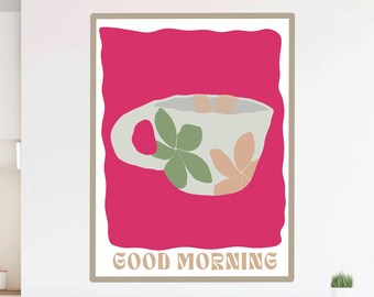 Impresión de arte de café ? DESCARGA INSTANTÁNEA DIGITAL | Arte de pared de la galería de café | Colección de café de cerámica | Buen día