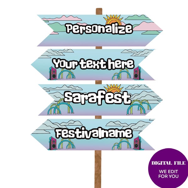 Music Festival Directional arrows Printable | Festival Party Directional Signs | Digital Custom Arrows Birthday | Baby Shower Gender Reveal