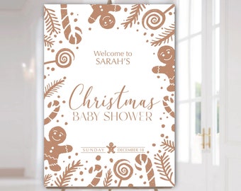 Gingerbread Party Welcome Sign | DIGITAL CUSTOM PRINTABLE | Winter Birthday Decoration | Baby shower Poster Sign | Gender Reveal Party