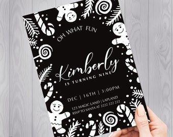 Christmas Birthday Invitation | DIGITAL Custom Invitation | Gingerbread Christmas | Oh What Fun | Christmas Party Invitation | Baby Shower