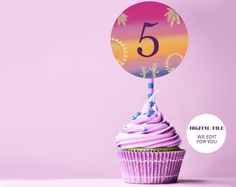 Topper de cupcake imprimible del festival ? Imprimible digital personalizado ? Festival de música para fiesta de cumpleaños de baby shower