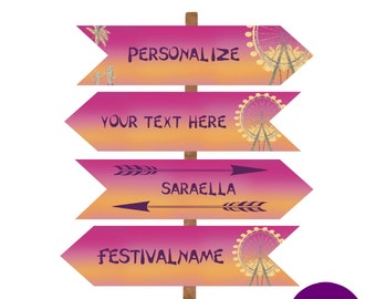 Music Festival Directional arrows Printable | Festival Party Directional Signs | Digital Custom Arrows Birthday | Baby Shower Gender Reveal