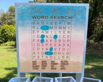 Baby gender reveal word search game | Neutral Instant printable Activity| Big Sign Gender Reveal Party Game | Boy or Girl | King or Queen