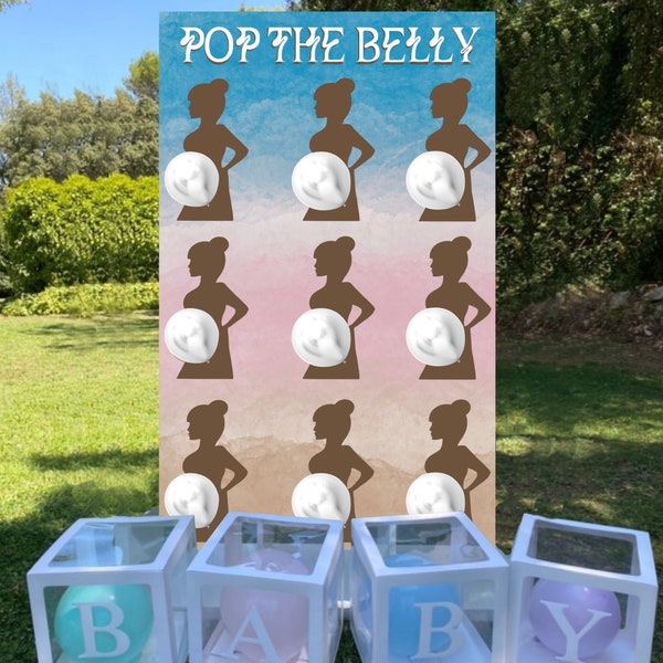 Pop the Belly Gender Reveal-feest | DIGITALE AFDRUKBARE DOWNLOAD | Babyshowerspel | Geslachtsonthullingsspel | Jongen of meisje