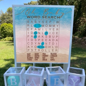 Baby gender reveal word search game | Neutral Instant printable Activity| Big Sign Gender Reveal Party Game | Boy or Girl | King or Queen