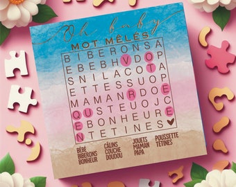 Búsqueda de palabras FRANCÉS revelación del género del bebé | Es una NIÑA | Juego de baby shower para niña | Archivo digital imprimible instantáneo ? anuncio de bebe
