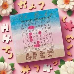 Baby Shower Word Search - Printable Baby Shower Game- Gender Neutral Baby Shower Activity - IT’S A GIRL,Gender reveal game, Instant download
