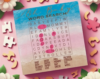 Búsqueda de palabras de baby shower - Juego de baby shower imprimible- Actividad de baby shower de género neutro - ES UNA NIÑA, Juego de revelación de género, Descarga instantánea