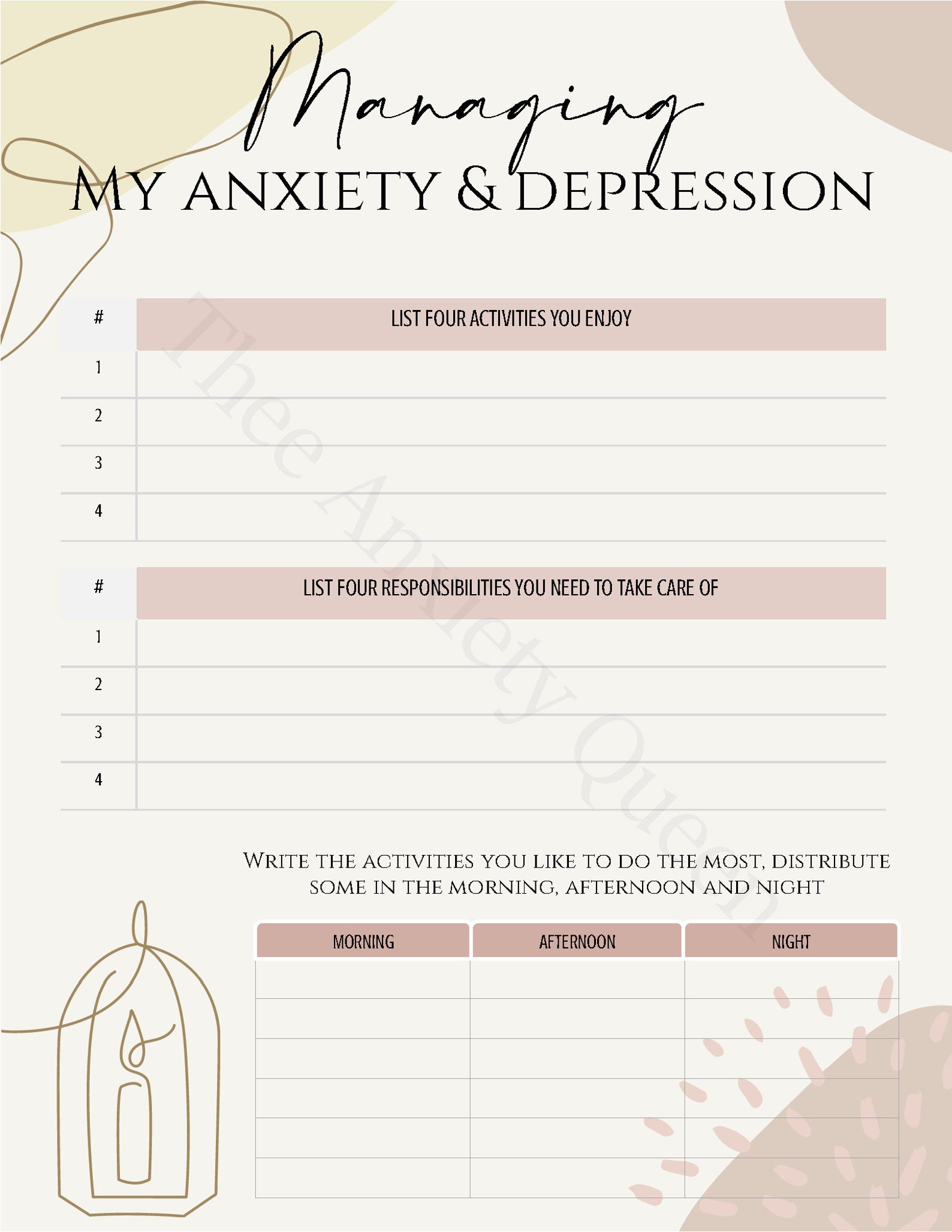 Anxiety Journal Printable Checklist US Letter Printable Etsy
