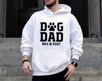 Custom Dog Dad Hoodie, Dog Names Jumper, Dog Lover Gift, Pet Names Top, Personalised Dog Dad