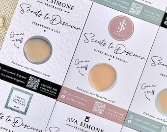 Personalised Scent Discovery Card // Candle scent card, Wax melt samples, Home fragrance card, Scent tester card, Smell sample cards